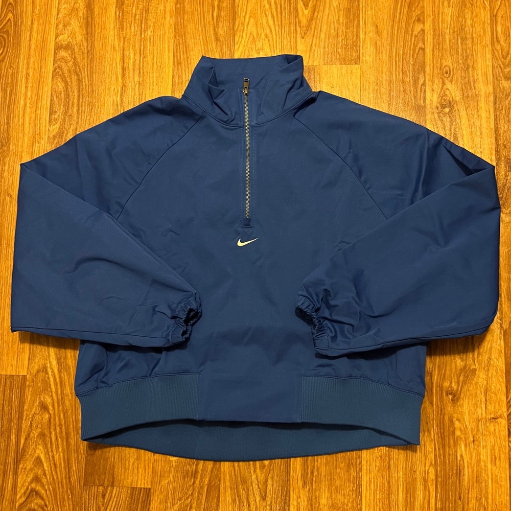 Nike Sportswear Jacket Women Small Blue‎ Half-Zip Center Swoosh Oversize Fit